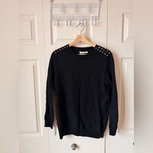 Sandro Black Sweater with Shoulder Grommets